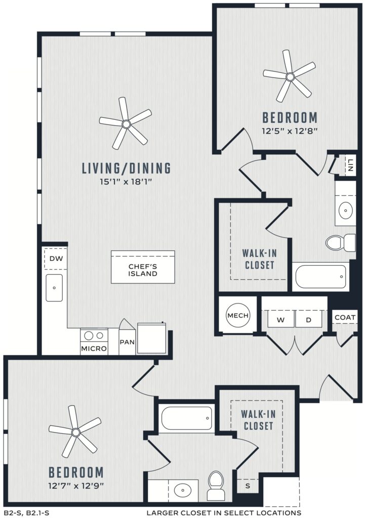 For Those Who Appreciate Luxury - luxury B2 two-bedroom and two-bathroom floor plan